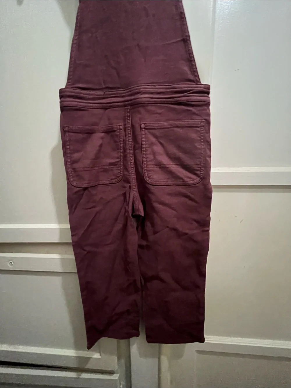 Faherty kids stretch terry overalls in grape size 5